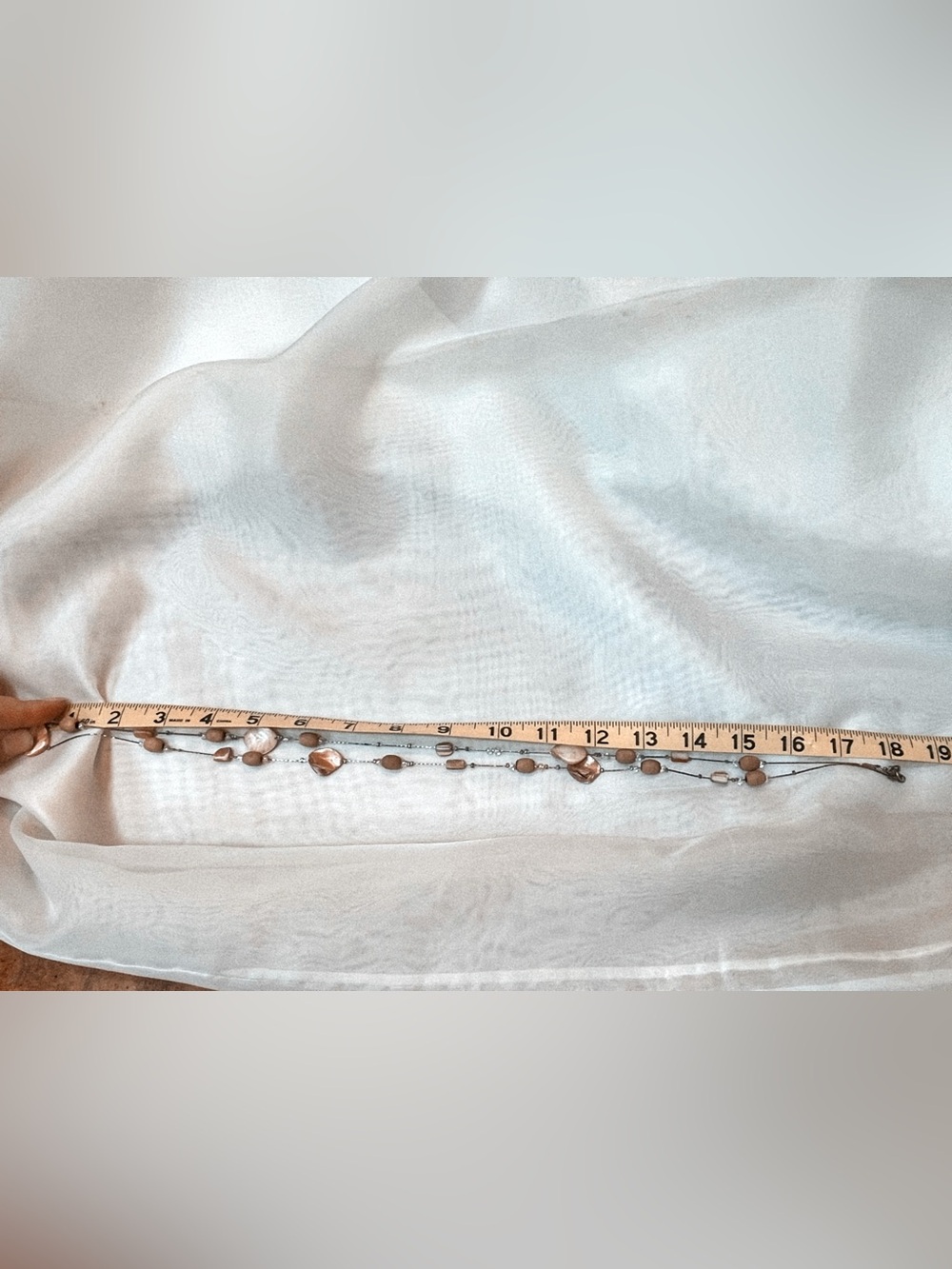 Mother of Pearl Shell & Wood Bead Layered Strand Necklace - Picture 5 of 5